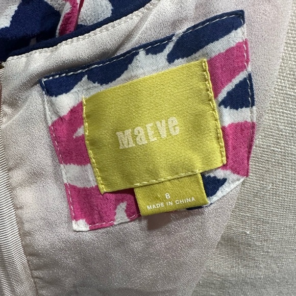 Maeve Anthropologie Floral Bird Print Peralta Dress Size 8 Pink/Blue Fit Flare - Picture 6 of 7